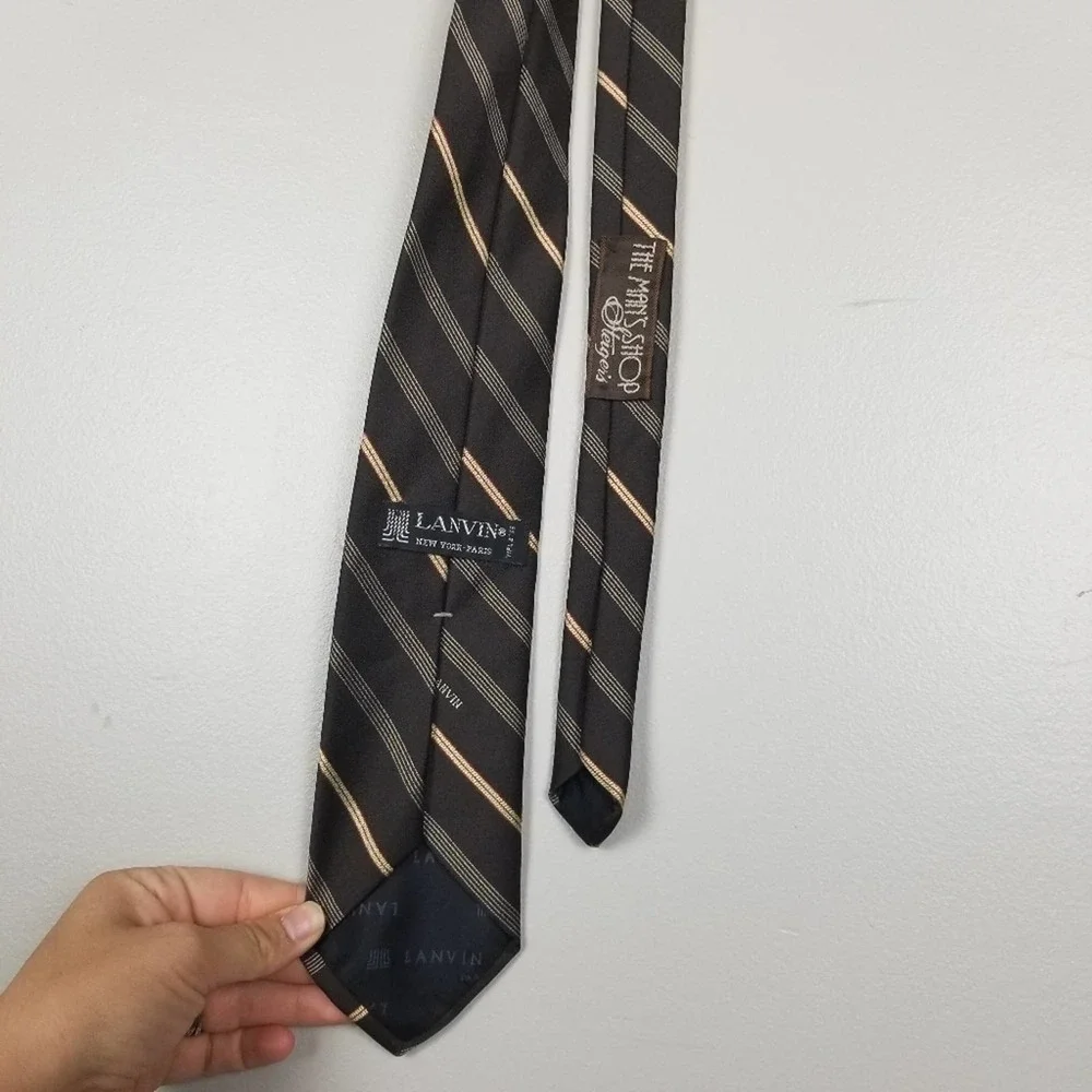 Lanvin men's neck tie, brown, stripe